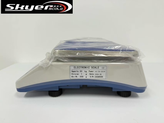 Báscula digital de 30 kg con pantalla LCD y bandeja de acero inoxidable